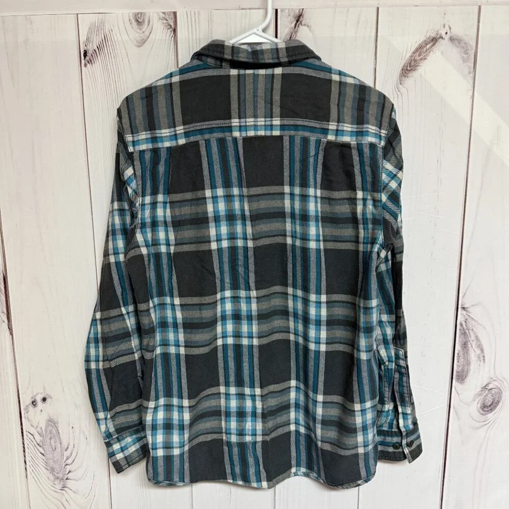 The North Face Men’s M Plaid Button-Down Shirt Gray/Teal‎ EUC